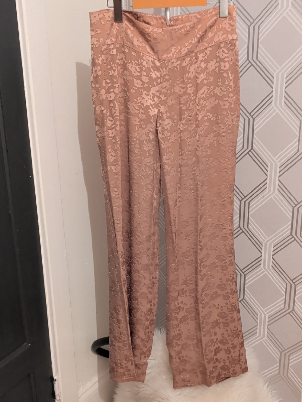 Donna Karan Blush Jacquard Wide-Leg Pants
